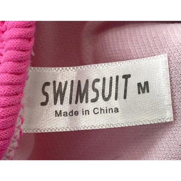 COCOFREE Womens MEDIUM Pink Gradient Ombre Rouched 2pc One Shoulder BIKINI NIP - Picture 5 of 10